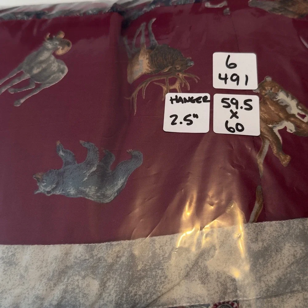 Handmade‎ Wildlife Quilt Wall Hanging Bear Deer Wolf Log Cabin Patchwork 59.5x60